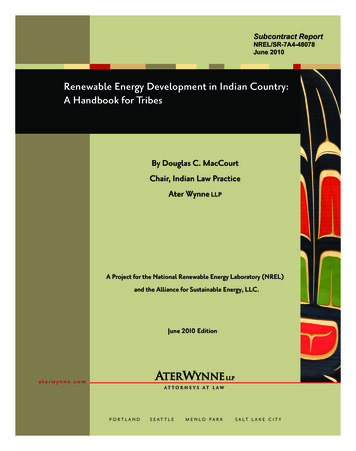 Renewable Energy Development In Indian Country: A Handbook .