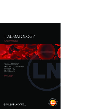 Haematology Lecture Notes