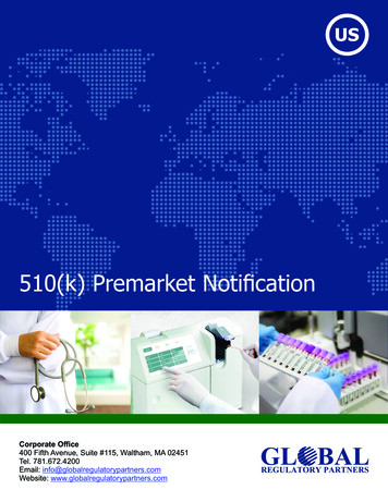 510(k) Premarket Notiﬁcation - Global Regulatory Partners