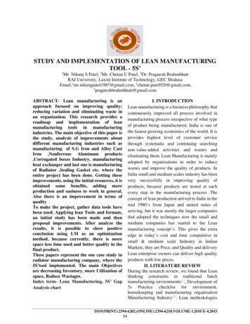 STUDY AND IMPLEMENTATION OF LEAN MANUFACTURING TOOL - 5S’