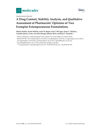 A Stability Analysis, And Qualitative Of Pharmacists .