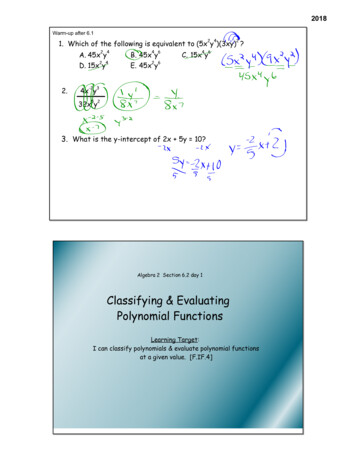 Classifying & Evaluating Polynomial Functions