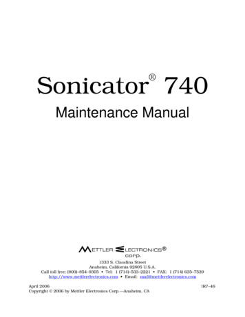 Sonicator 740 Maintenance Manual