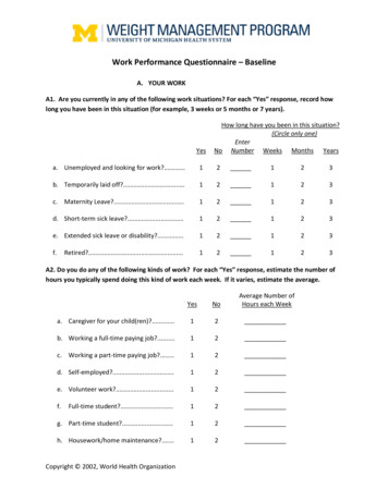 Work Performance Questionnaire Baseline