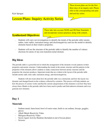 Lesson Plans- Inquiry Activity Series - Weebly