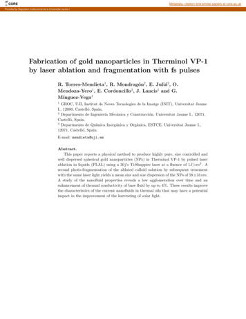 Fabrication Of Gold Nanoparticles In Therminol VP-1 By .