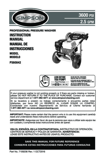 PROFESSIONAL PRESSURE WASHER INSTRUCTION MANUAL