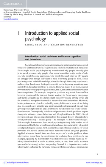 1 Introduction To Applied Social Psychology