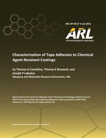 Characterization Of Tape Adhesion To Chemical Agent .