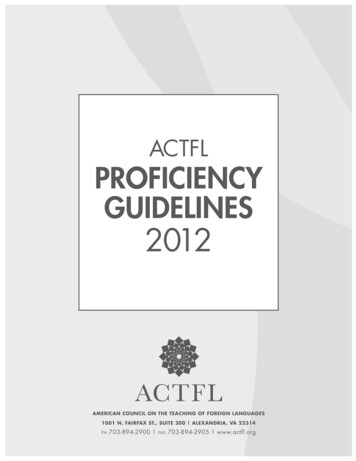 ACTFL PROFICIENCY GUIDELINES 2012