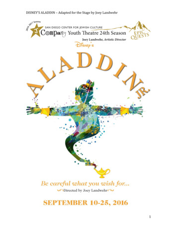 DISNEY’S ALADDIN – Adapted For The Stage By Joey Landwehr