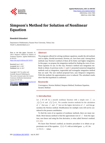 Simpson’s Method For Solution Of Nonlinear Equation