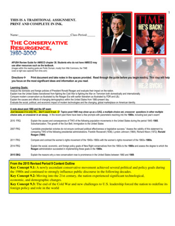 The Conservative Resurgence 1980-2000