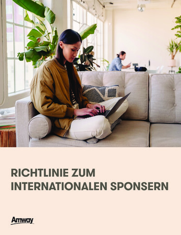 RICHTLINIE ZUM INTERNATIONALEN SPONSERN - Amway.de