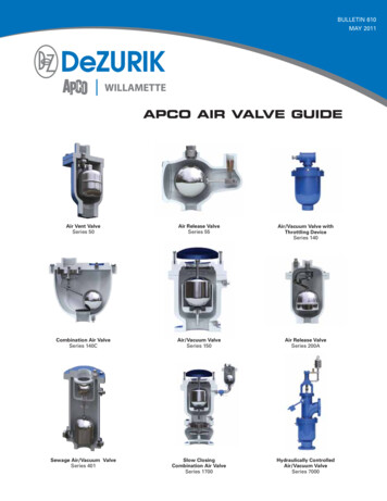 APCO Air Valve Guide - DeZURIK/APCO/Hilton