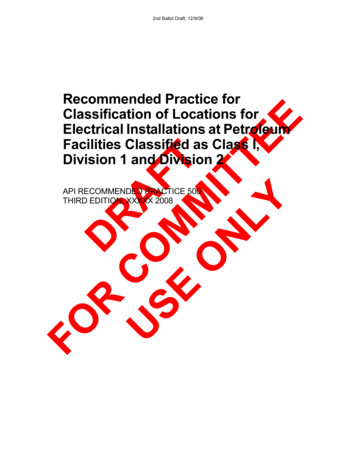 Recommended Practice For Classification Of Locations For .