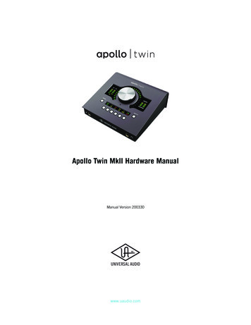 Apollo Twin MkII Hardware Manual - Universal Audio