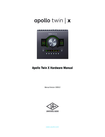 Apollo Twin X Hardware Manual - Universal Audio