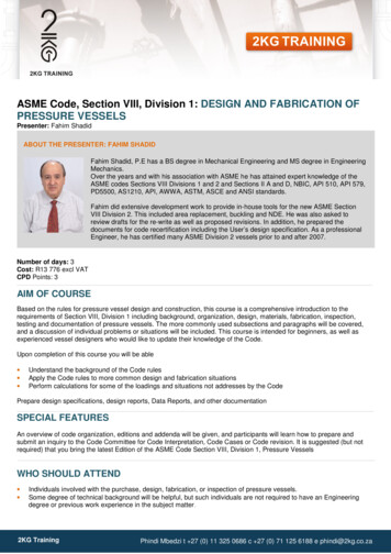 ASME Code, Section VIII, Division 1: DESIGN AND .