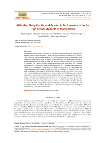 Attitudes, Study Habits, And AcademicPerformance Of Junior .