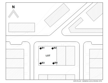 SITE PLAN - BORING LOCATIONS: NTS - AreQuestions