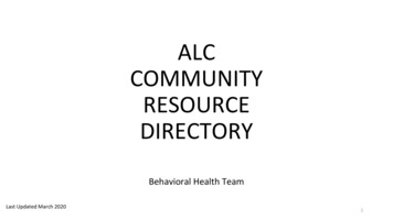 ALC COMMUNITY RESOURCE DIRECTORY