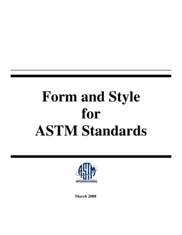 Form And Style For ASTM Standards