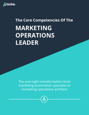 The Core Competencies Of The MARKETING OPERATIONS LEADER