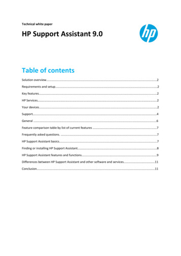 Technical White Paper HP Support Assistant 9
