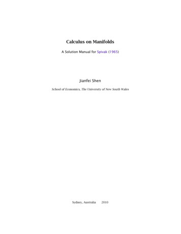 Calculus On Manifolds - Weebly