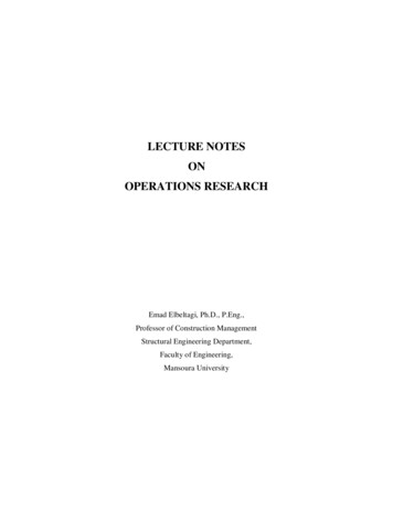 LECTURE NOTES ON OPERATIONS RESEARCH
