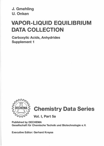 VAPOR-LIQUID EQUILIBRIUM DATA COLLECTION