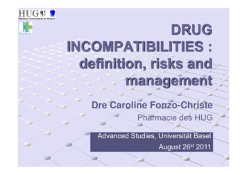 DRUG INCOMPATIBILITIES : Definition, Risks And Management