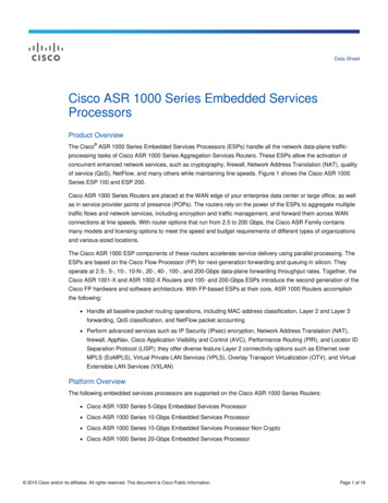 Cisco ASR 1000 Series Embedded Services Processors Data Sheet