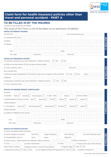 Claim Form For Health Insurance Policies Other . - Max Bupa