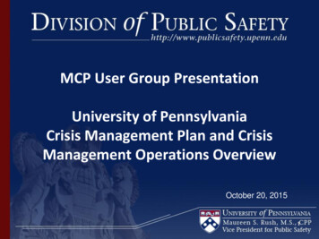 Crisis Management Plan- User Group Presentation