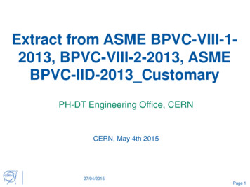 Extract From ASME BPVC-VIII-1- 2013, BPVC-VIII-2-2013 .