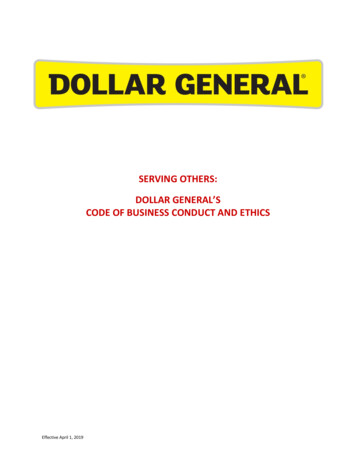 SERVING OTHERS: DOLLAR GENERAL’S CODE OF BUSINESS 