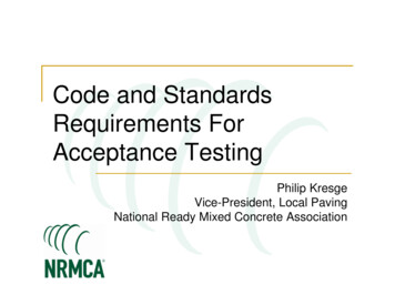 Code And Standards Requirements For Acceptance Testing