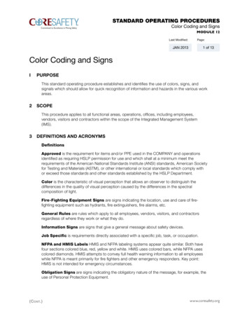 JAN 203 1 Of 13 Color Coding And Signs - CORESafety