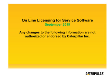 On Line Licensing For Service Software - Cat