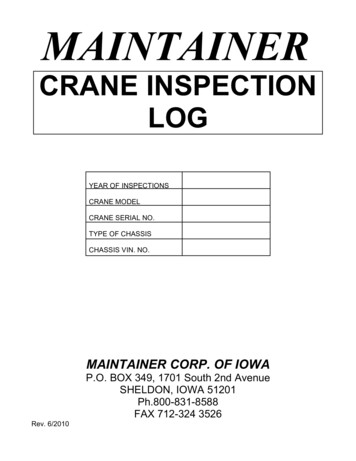 CRANE INSPECTION LOG - Maintainer