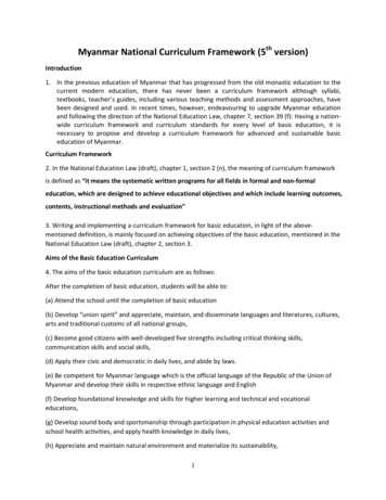 Myanmar National Curriculum Framework (5 Version)