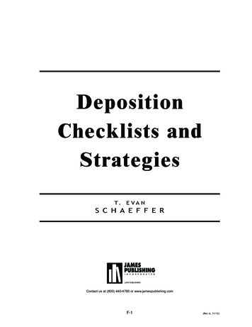 Deposition Checklists And Strategies - James Publishing