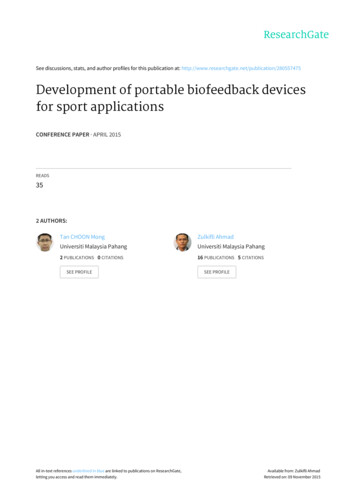 Development Of Portable Biofeedback Devices For Sport .