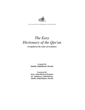 The Easy Dictionary Of The Qur'an
