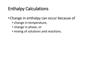 Change In Enthalpy Can Occur Because Of