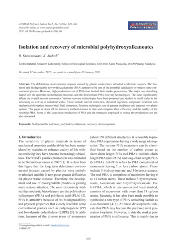 Isolation And Recovery Of Microbial Polyhydroxyalkanoates
