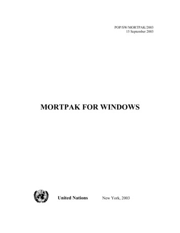 MORTPAK FOR WINDOWS - United Nations Economic And 