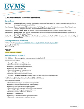 LCME Accreditation Survey Visit Schedule